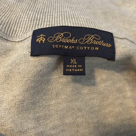 Brooks Brothers men’s gray Supima cotton quarter zip sweater size XL - Picture 8 of 9